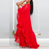 Women's 2-3XL Fashion Designer Ruffle One Shoulder Jumpsuits (Plus Size)-Women's Plus Size Fashion Designer Rompers / Jumpsuits-Women's fashion designer plus size clothes