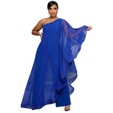 Women's 2-3XL Fashion Designer Ruffle One Shoulder Jumpsuits (Plus Size)-Women's Plus Size Fashion Designer Rompers / Jumpsuits-Women's fashion designer plus size clothes