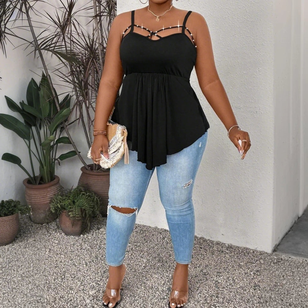 Women's 2-5XL Fashion Designer Irregular Singlets (Plus Size)