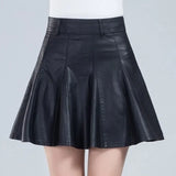 Women's 2-5XL Leather Fashion Designer A-Line Short Skirts (Plus Size)-Women's Fashion Designer Plus Size Skirts-Women's fashion designer plus size clothes