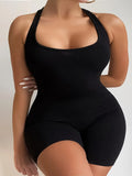 Women's 3-6XL Playsuits Fashion Designer Rompers (Plus Size)-Women's Plus Size Fashion Designer Rompers / Jumpsuits-Black-Women's fashion designer plus size clothes