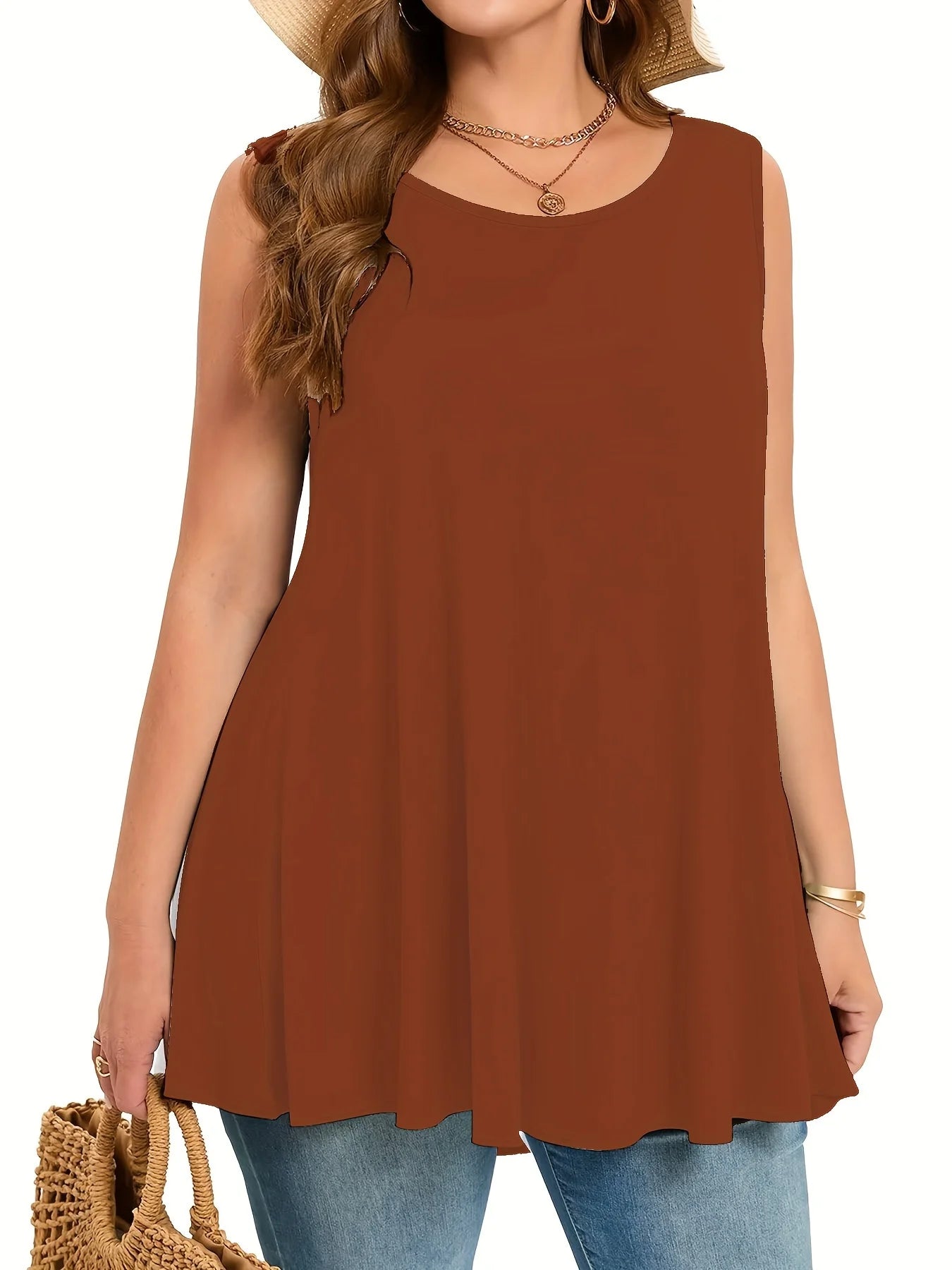 Women's 3-6XL Ruffle Blouse Fashion Designer Singlets (Plus Size)-Women's Fashion Designer Long-Sleeve Tops-Brown-Women's fashion designer plus size clothes