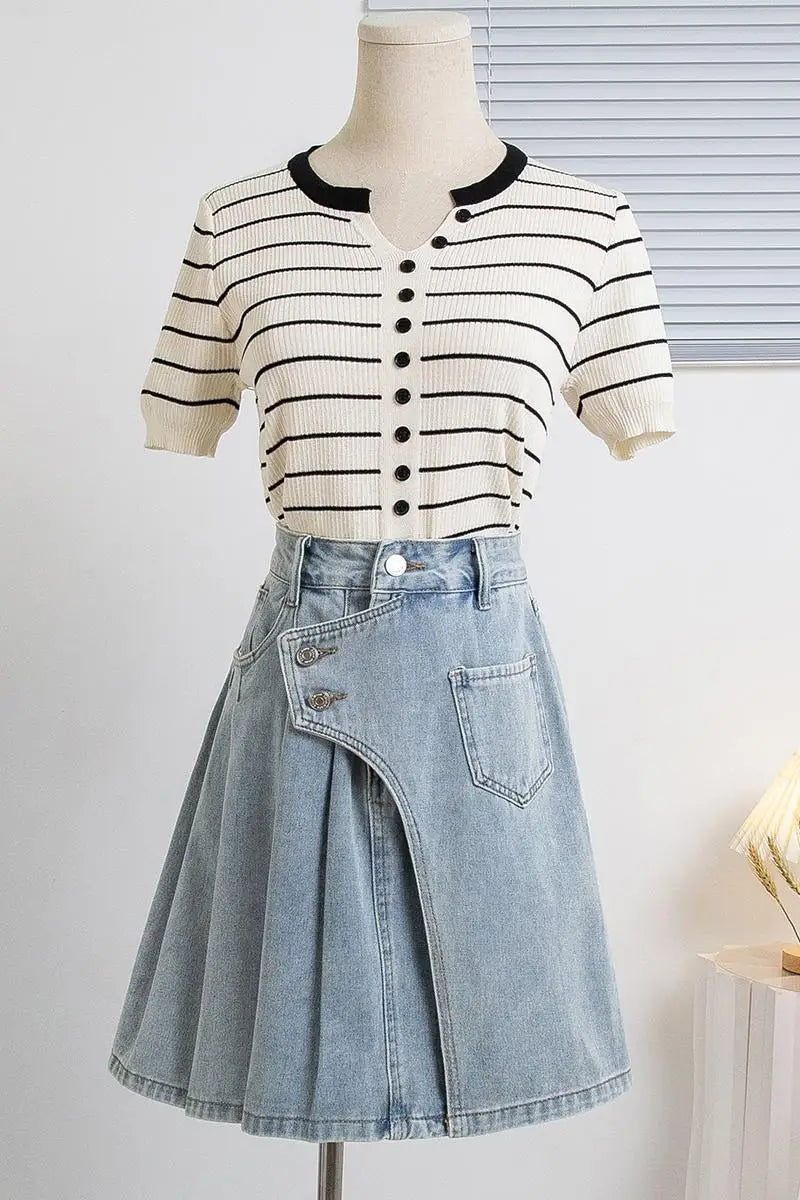 Women's A-line 2-5XL Denim Fashion Designer Mini Skirts (Plus Size)-Women's Fashion Designer Skirts-Women's fashion designer plus size clothes