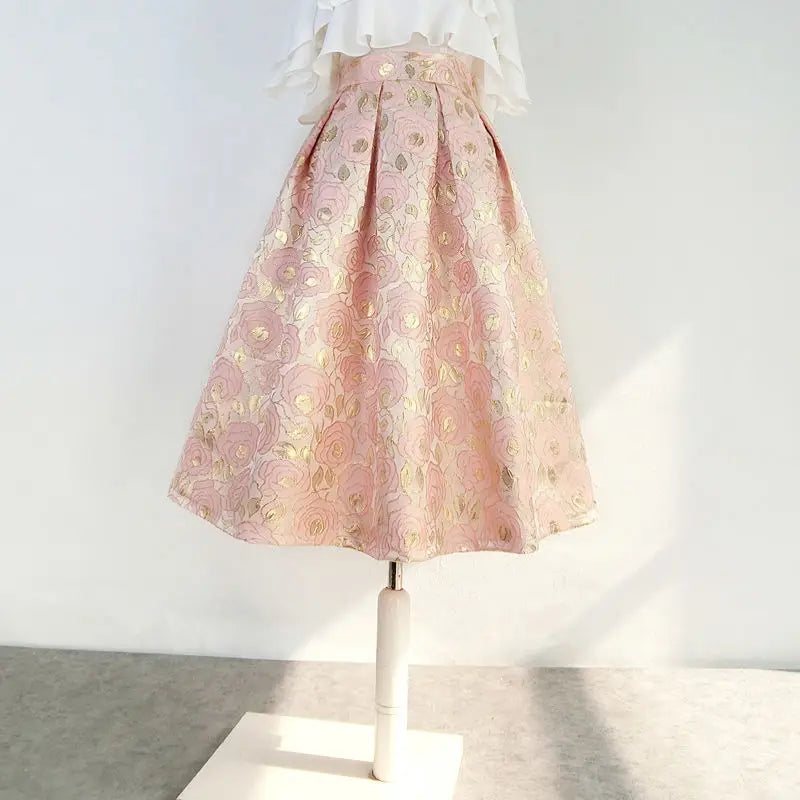 Women's A-line  S-2XL Fashion Designer Jacquard Skirts (Midi)