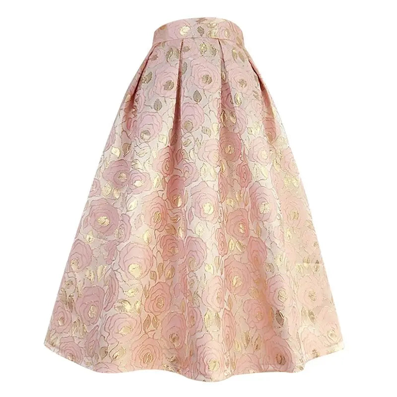 Women's A-line  S-2XL Fashion Designer Jacquard Skirts (Midi)