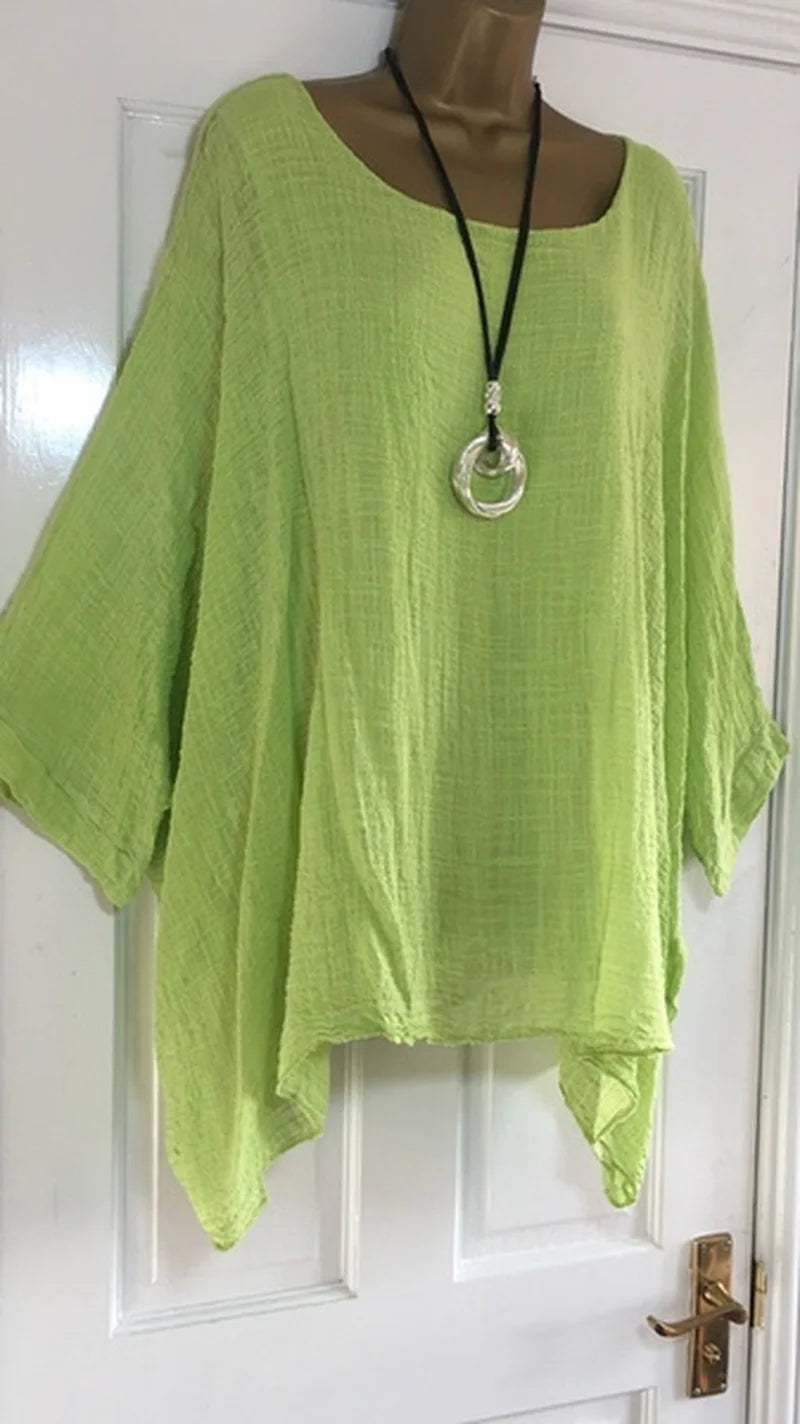 Women's Asymmetrical Blouse Fashion Designer 3-5XL Long-Sleeve Tops (Plus Size)-Women's Fashion Designer Plus Size Long-Sleeve Tops-Green-Women's fashion designer plus size clothes