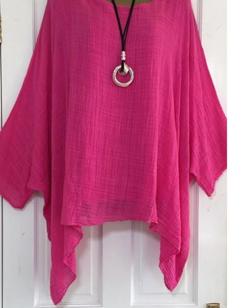 Women's Asymmetrical Blouse Fashion Designer 3-5XL Long-Sleeve Tops (Plus Size)-Women's Fashion Designer Plus Size Long-Sleeve Tops-Rose-Women's fashion designer plus size clothes