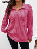 Women's Casual Ribbed Fashion Designer Knitted Cardigan (Plus Size)-Women's Fashion Designer Long-Sleeve Tops-Women's fashion designer plus size clothes