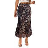 Women's Chiffon S-XL Fashion Designer Leopard Skirts (Midi)-Women's Fashion Designer Skirts-Women's fashion designer plus size clothes