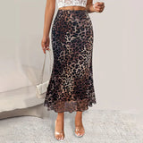 Women's Chiffon S-XL Fashion Designer Leopard Skirts (Midi)-Women's Fashion Designer Skirts-Women's fashion designer plus size clothes