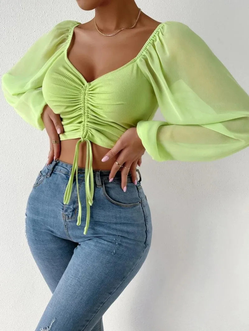 Women's Draw String Fashion Corset S-2XL Long-Sleeve Tops-Women's Fashion Designer Long-Sleeve Tops-Women's fashion designer plus size clothes