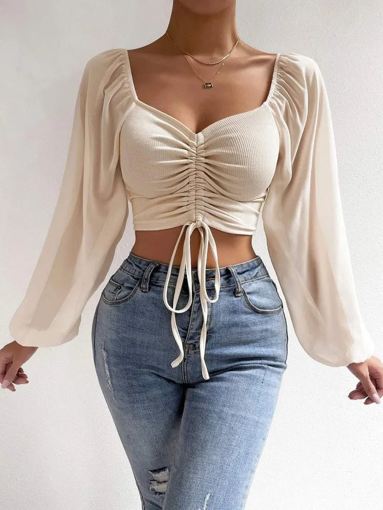 Women's Draw String Fashion Corset S-2XL Long-Sleeve Tops-Women's Fashion Designer Long-Sleeve Tops-Women's fashion designer plus size clothes