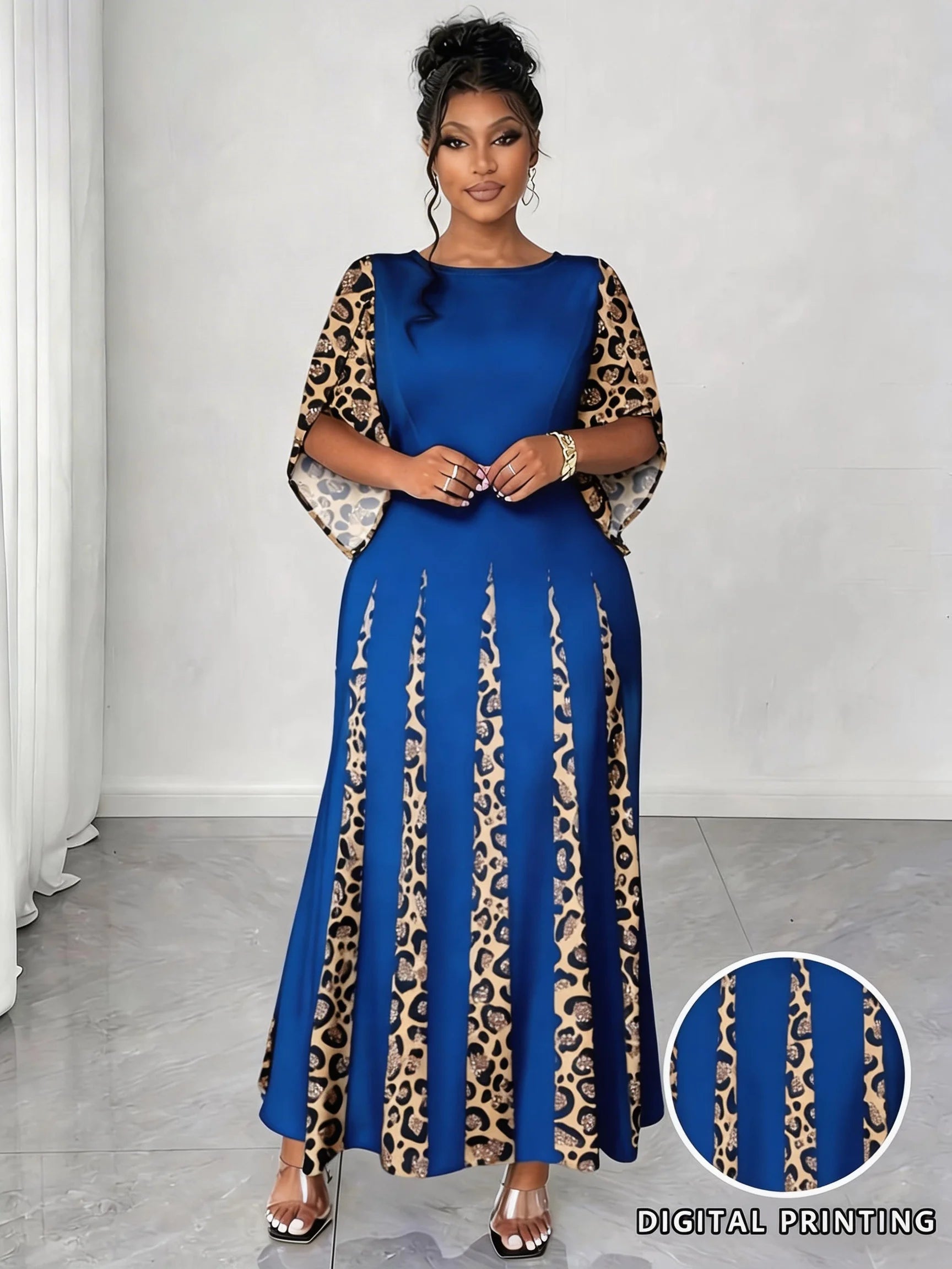 Women's Fashion Designer 1-4XL Leopard Print Long Dresses (Plus Size) – International Women's Clothing