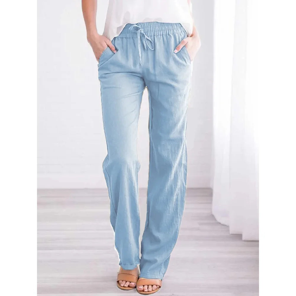 Women's Fashion Designer S-3XL Linen Harem Pants-Women's Fashion Designer Leggings / Pants-Sky Blue-Women's fashion designer plus size clothes