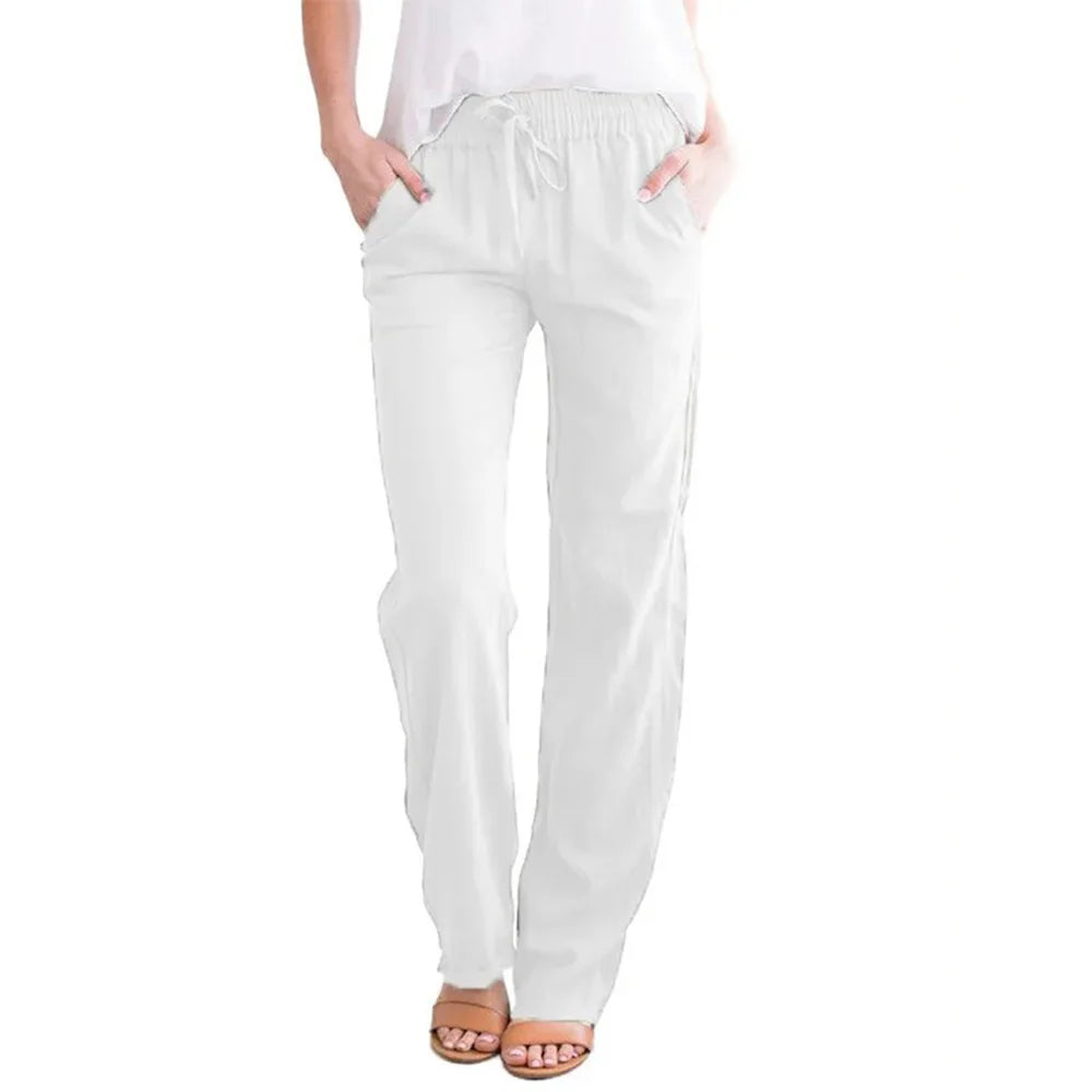 Women's Fashion Designer S-3XL Linen Harem Pants-Women's Fashion Designer Leggings / Pants-White-Women's fashion designer plus size clothes