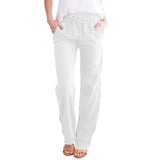 Women's Fashion Designer S-3XL Linen Harem Pants-Women's Fashion Designer Leggings / Pants-White-Women's fashion designer plus size clothes