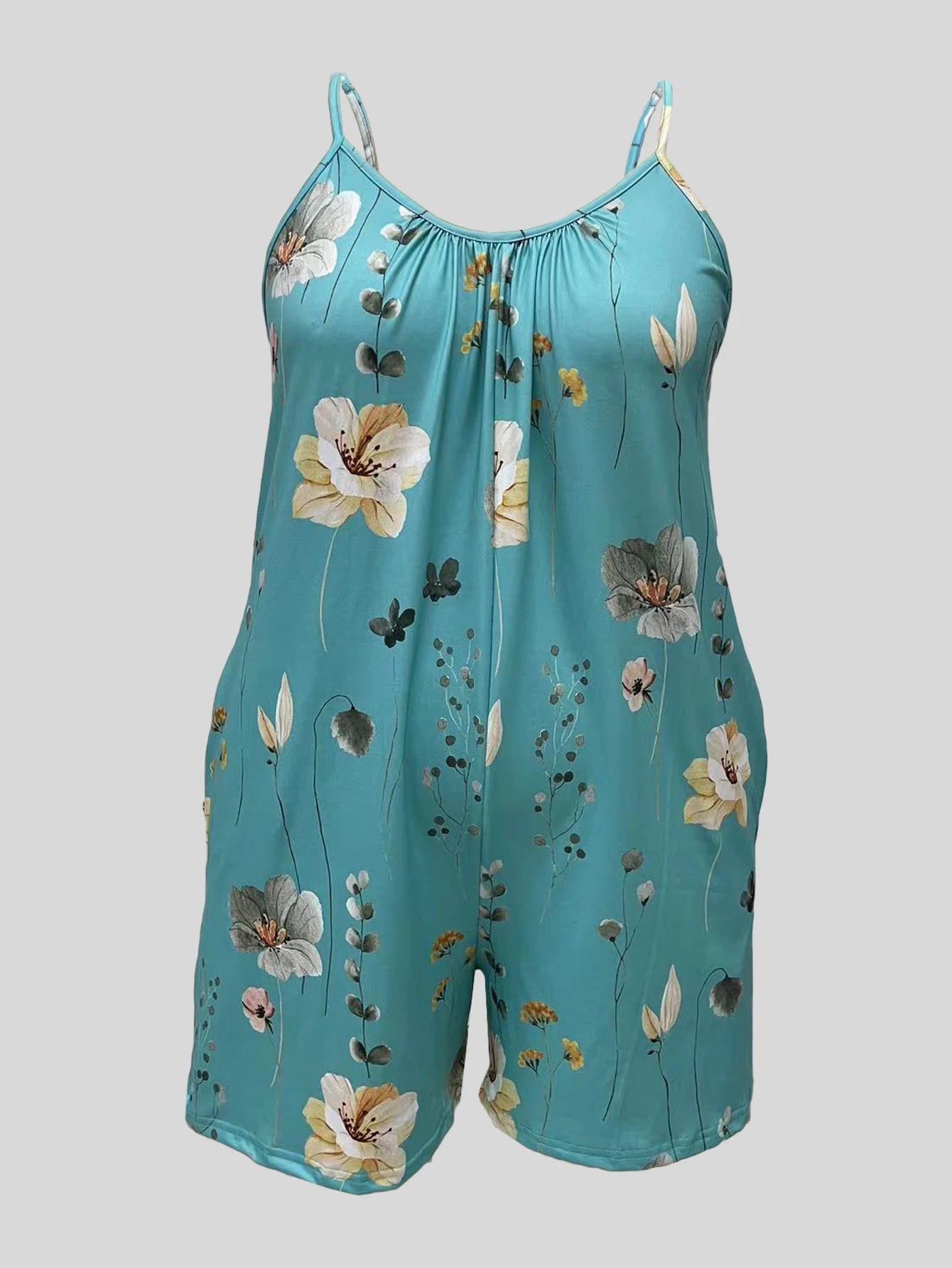 Women's Floral Designer Fashion 2-6XL Rompers Jumpsuits (Plus Size)-Women's Plus Size Fashion Designer Rompers / Jumpsuits-Women's fashion designer plus size clothes