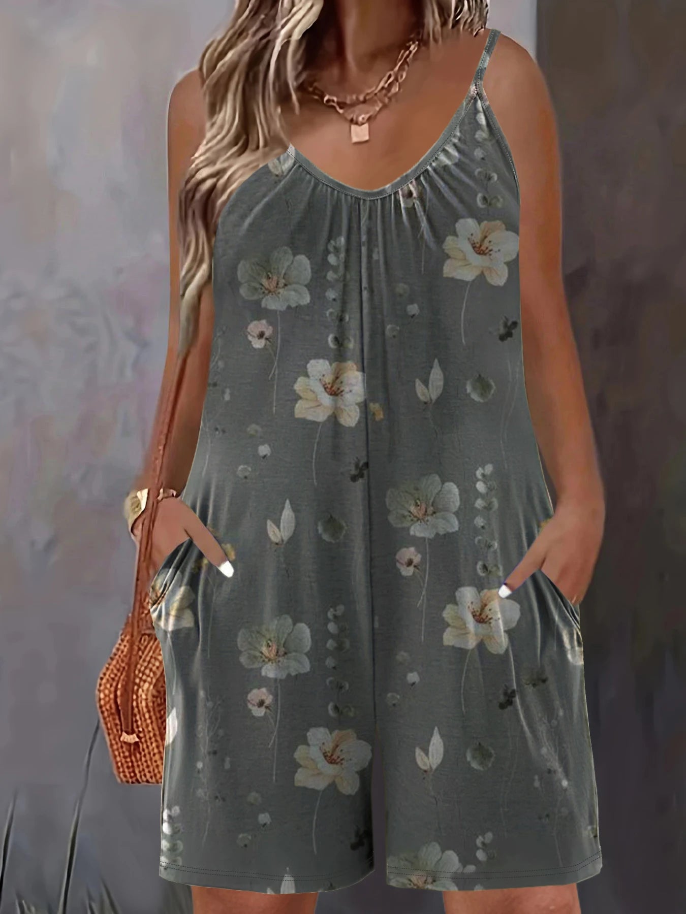 Women's Floral Designer Fashion 2-6XL Rompers Jumpsuits (Plus Size)-Women's Plus Size Fashion Designer Rompers / Jumpsuits-SH76Huise-Women's fashion designer plus size clothes