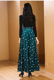 Women's High Waist Velvet Fashion Designer Long Skirts (Plus Size)