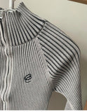 Women's Knitted Zipper Tops Fashion Designer Ribbed Jerseys