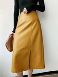 Women's High Waist PU Leather Short Fashion Designer Midi Skirts (Plus Size)