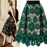 Women's Hollow Out Lace High Waist Fashion Designer Midi Skirts (Plus Size)