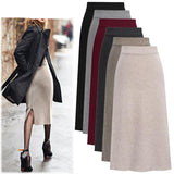 Women's Knitted High Waist Fashion Designer Midi Skirts (Plus Size)