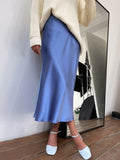 Women's Satin Fashion Designer A-Line Elegant Skirts (Long)-Women's Fashion Designer Skirts-Women's fashion designer clothes-Blue-L-International Women&#39;s Clothing - Women&#39;s Fashion Designer Plus Size Clothes