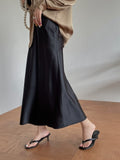 Women's Satin Fashion Designer A-Line Elegant Skirts (Long)