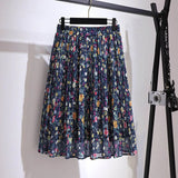 Women's Floral Chiffon A-Line 5-8XL Fashion Designer Midi Skirts (Plus Size)