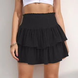 Women's Layered Ruffle Fashion Designer S-XL Mini Skirts (Short)