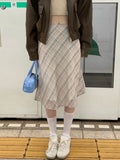Women's Vintage Plaid XS-L Fashion Designer Harajuku Skirts (Midi)