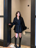 Women's Lace Up Woolen Fashion Designer S-L Jackets
