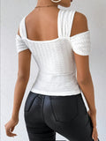 Women's Asymmetrical Strap Blouses Fashion Designer Top S-2XL T-Shirts