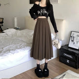 Women's Pleated High Waist Fashion Designer Skirts (Midi)