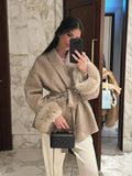 Women's Lace Up Woolen Fashion Designer S-L Jackets