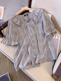 Women's Tops Plaid Blouse 5-9XL Fashion Designer T-Shirts (Plus Size)