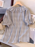 Women's Tops Plaid Blouse 5-9XL Fashion Designer T-Shirts (Plus Size)
