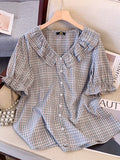 Women's Tops Plaid Blouse 5-9XL Fashion Designer T-Shirts (Plus Size)