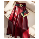 Women's A-Line Fashion S-3XL Designer PU Leather Skirts (Midi)