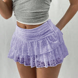 Women's Lace S-L Fashion Designer Mini Skirts (Short)