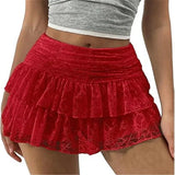 Women's Lace S-L Fashion Designer Mini Skirts (Short)
