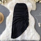 Women's Irregular Drawstring S-L Tassel Fashion Designer Skirts (Midi)