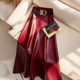Women's A-Line Fashion S-3XL Designer PU Leather Skirts (Midi)