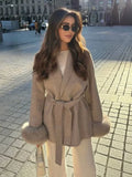 Women's Lace Up Woolen Fashion Designer S-L Jackets