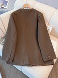 Women's Fashion Designer 5-9XL V-Neck Woolen Coats (Plus Size)