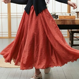 Women's Cotton Linen Designer Fashion Skirts (Long)