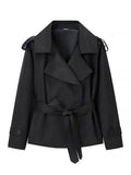 Women's Lapel Fashion Designer Trench Coat Jackets