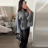 Women's Knitted Tops Fashion Designer Split Batwing Cardigans