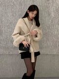Women's Lace Up Woolen Fashion Designer S-L Jackets